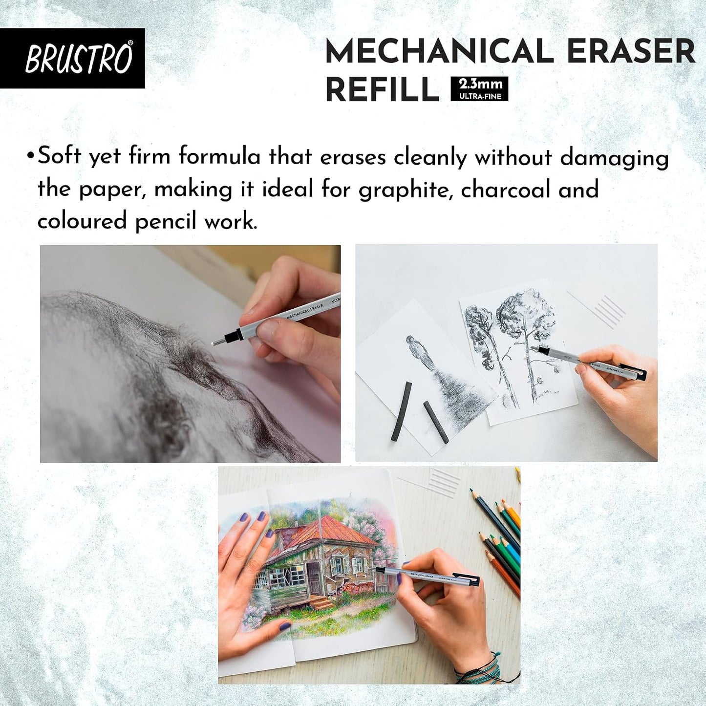 Brustro Mechanical Precision Retractable Eraser | 2.3mm - Ultra-Fine Tip | Refillable