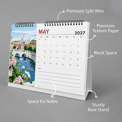 A4 Desk Calendar 2027 | A5 Split Table Calendar |Premium 300 GSM Textured Paper