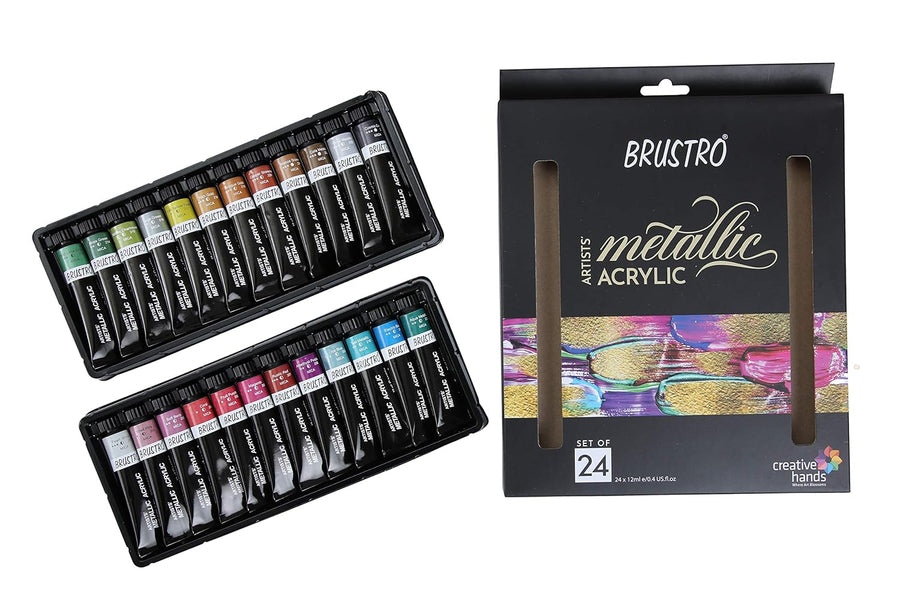Brustro Artists' Metallic Acrylic Set of 24x12ml tubes
