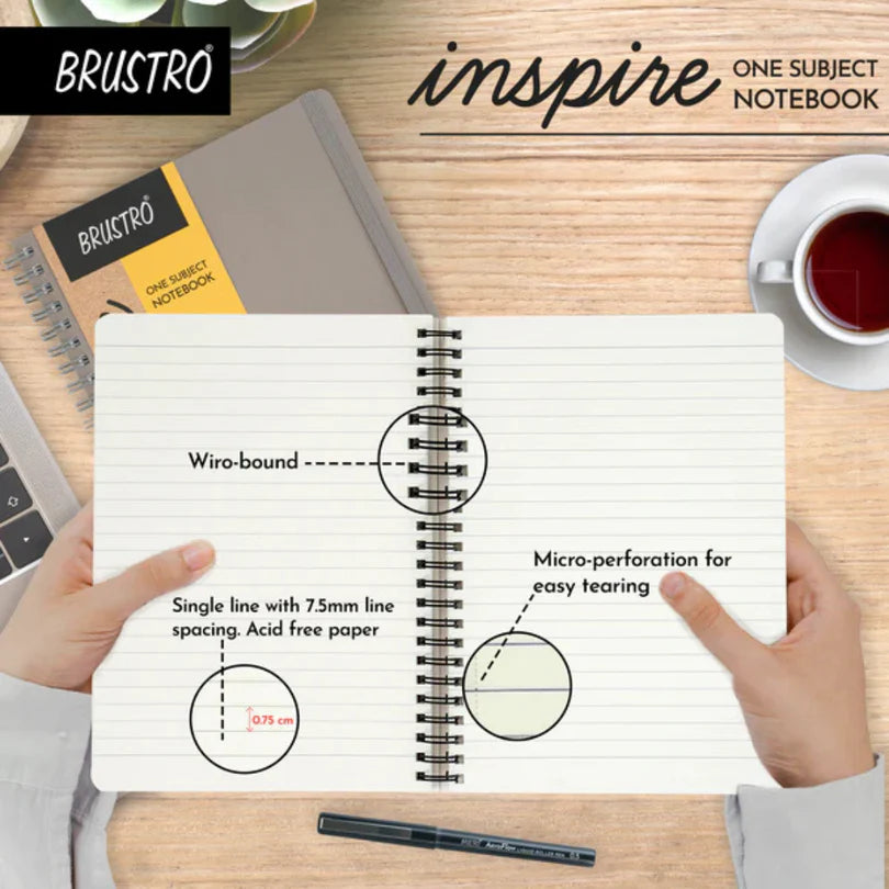 Brustro inspire one subject notebook with diagram on a wooden desk
