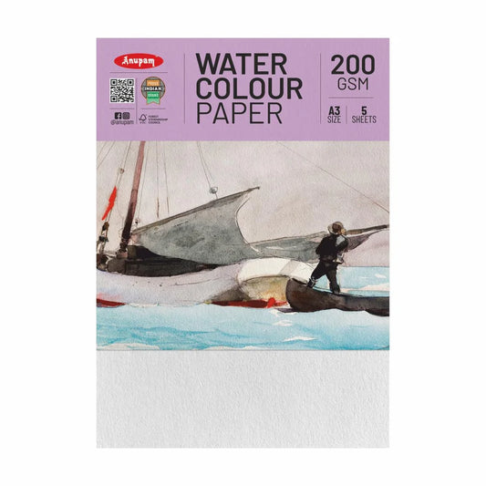 Anupam watercolour paper pack with a sailboat illustration on a white background