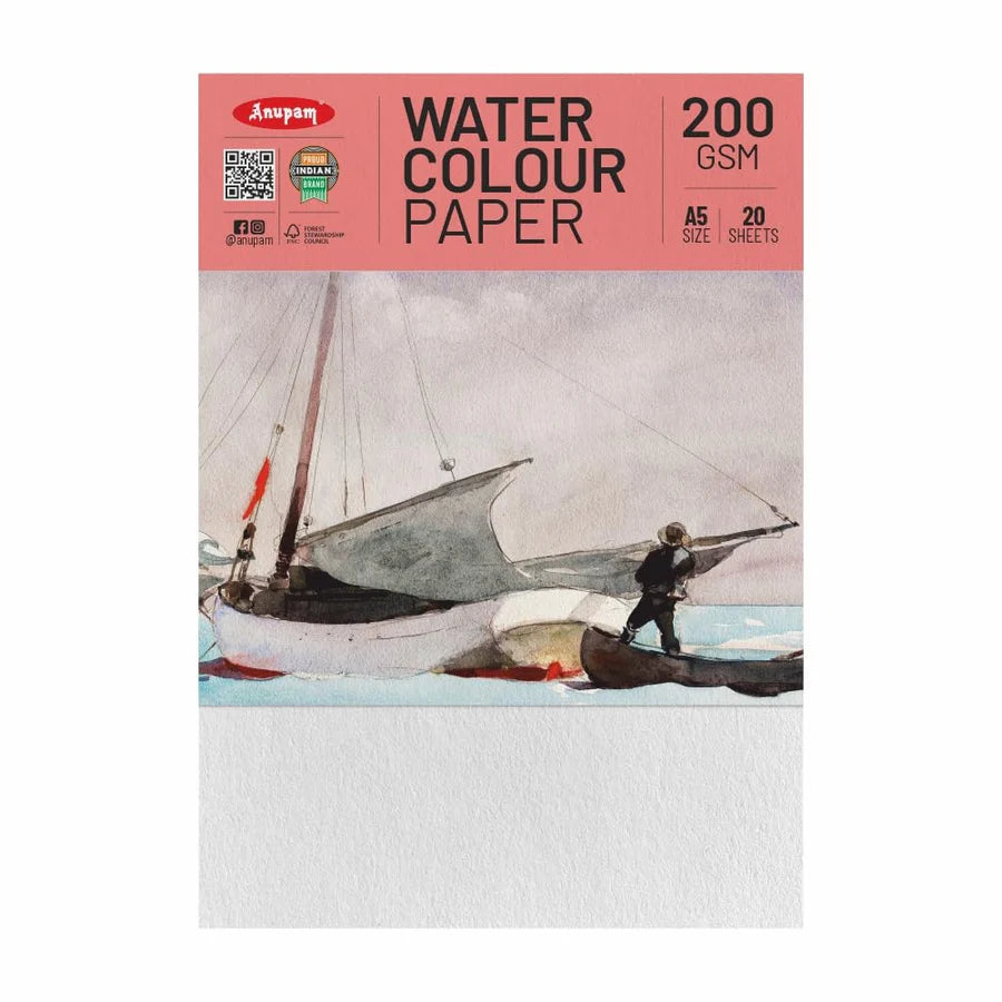Ampan watercolour paper pack with a sailboat illustration on a white background