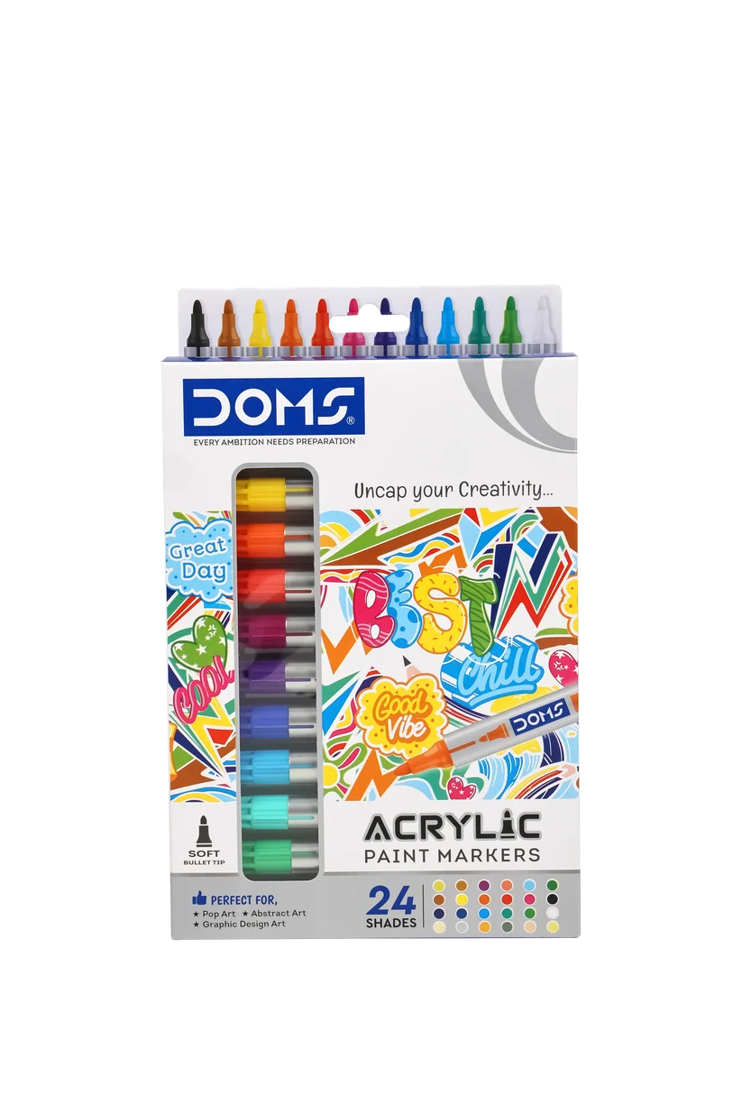 DOMS Acrylic Markers (Works well on Diverse Surfaces)
