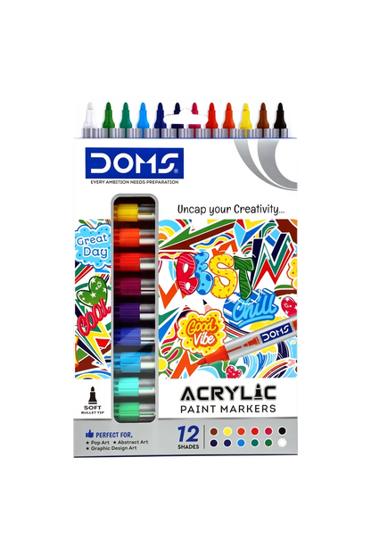 DOMS Acrylic Markers (Works well on Diverse Surfaces)