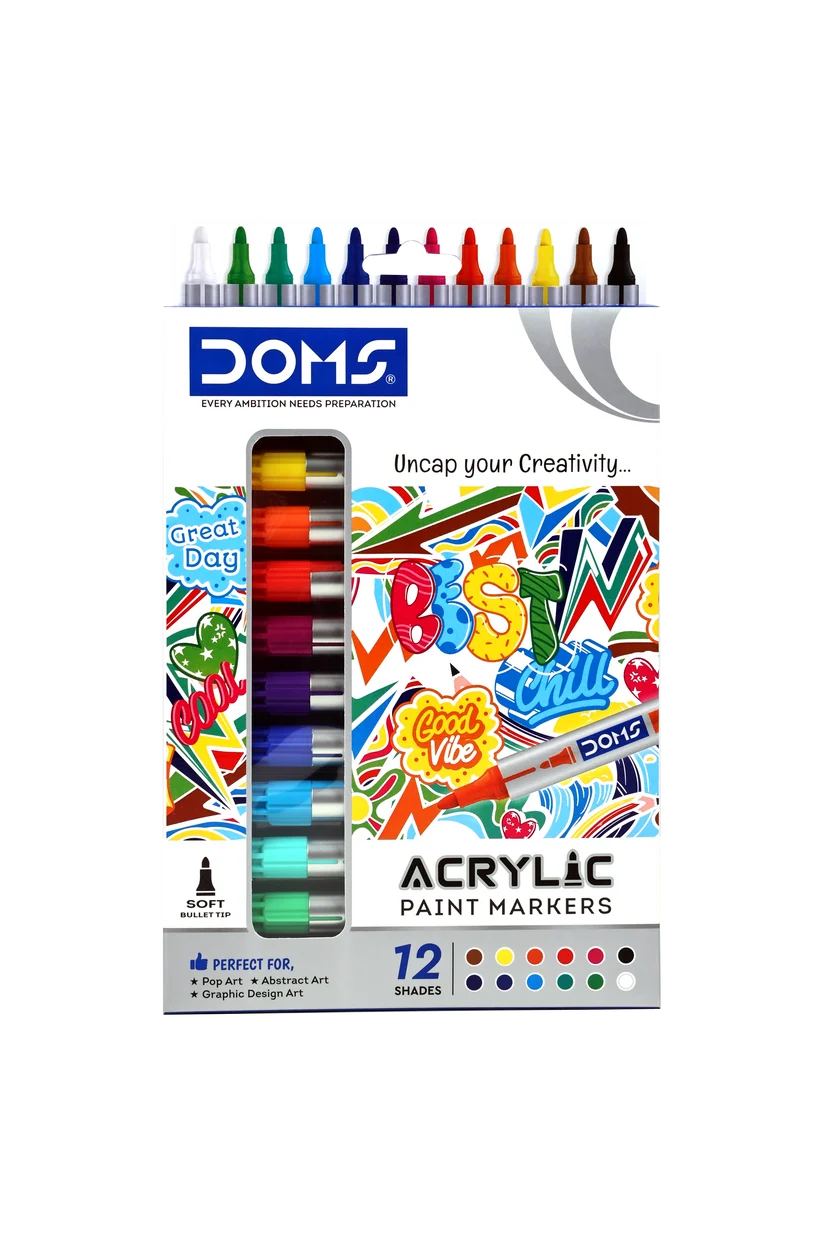 DOMS Acrylic Markers (Works well on Diverse Surfaces)