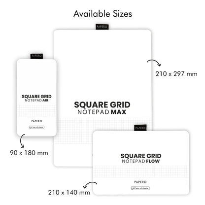 Square Grid Notepad Series | Air, Flow & Max Combo|9X18cm|21X14cm|21X29.7cm