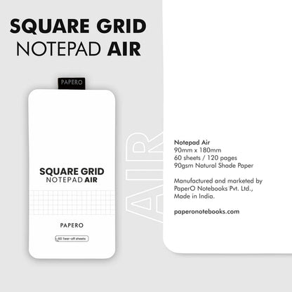 Square Grid Notepad Air | 9 x 18 cm | 60 Sheets