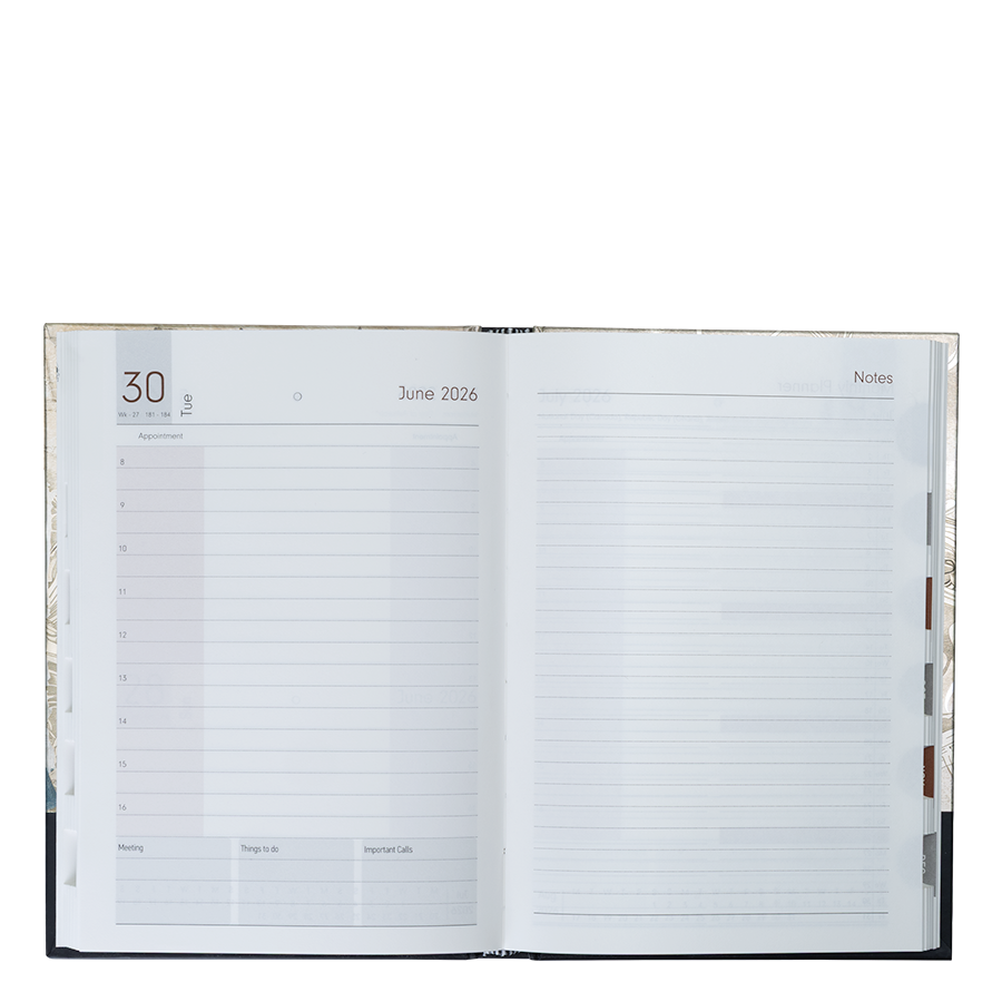 Open planner showing a page with June 2026 dates and 'Notes' section.