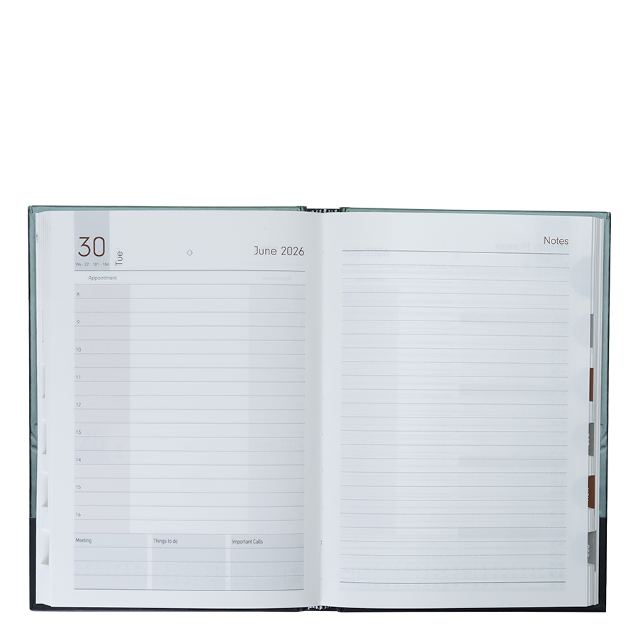 Open planner showing a page from June 2026 with lined notes section.