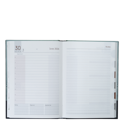 Open planner showing a page from June 2026 with lined notes section.