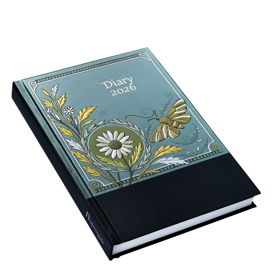 Diary 2026 with floral design on a white background
