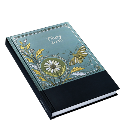 Diary 2026 with floral design on a white background
