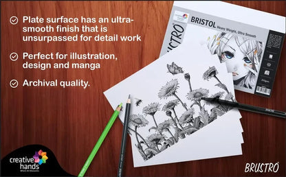 Brustro Bristol Paper 250 Gsm |A4|A5|10X14