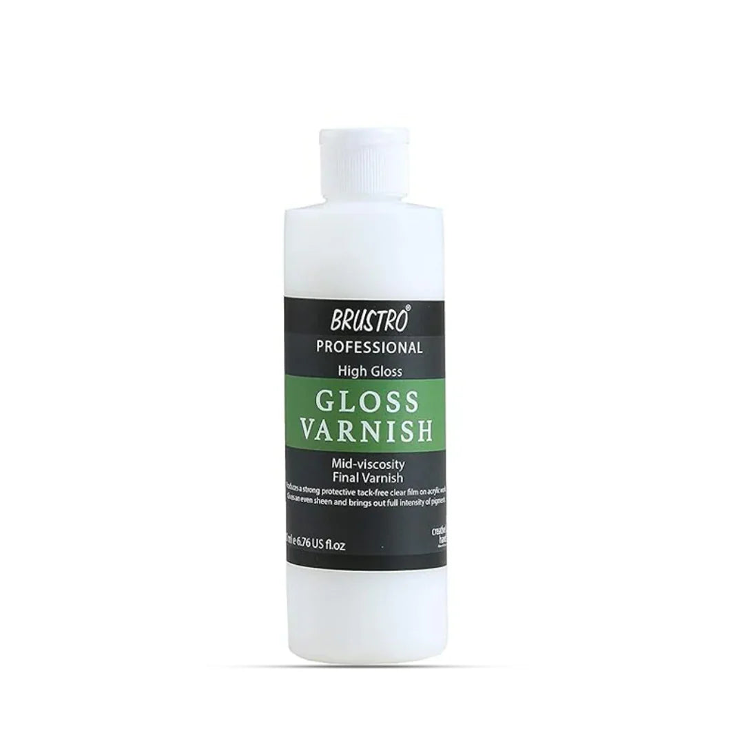 Brustro Professional High Gloss Varnish bottle on a white background