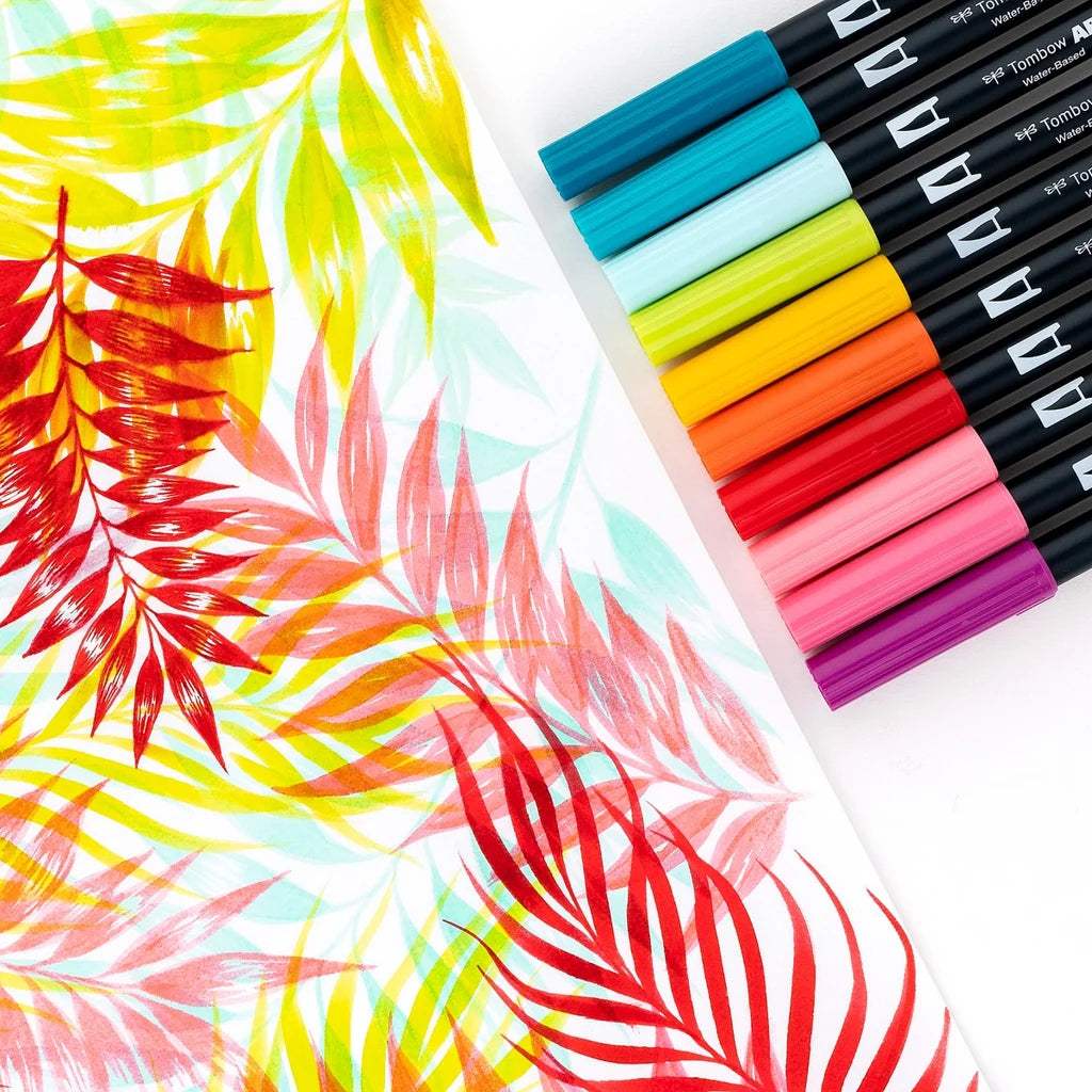 Tombow Dual Brush Pen Art Markers |Tropical | set of 10
