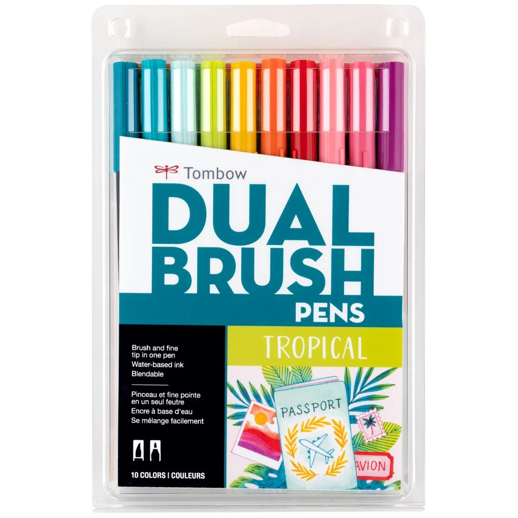 Tombow Dual Brush Pen Art Markers |Tropical | set of 10