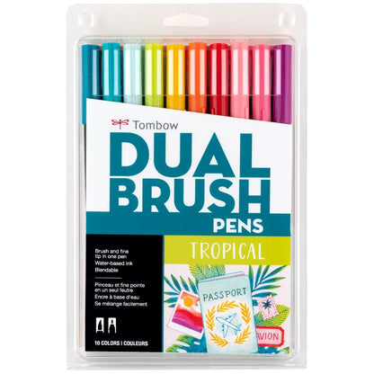 Tombow Dual Brush Pen Art Markers |Tropical | set of 10