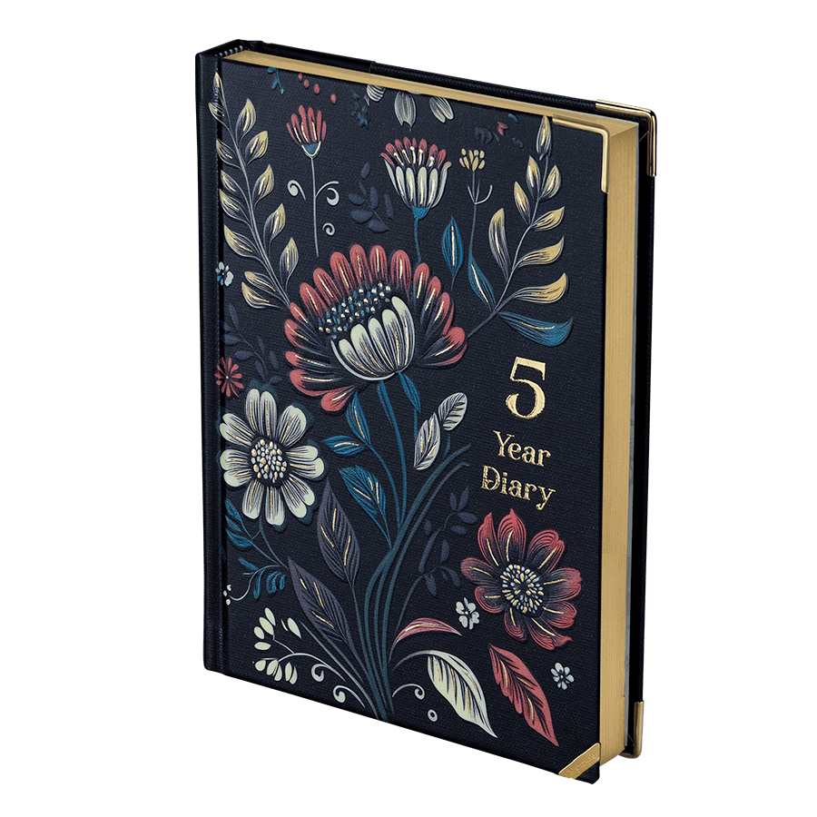 Floral design 5 Year Diary on a transparent background