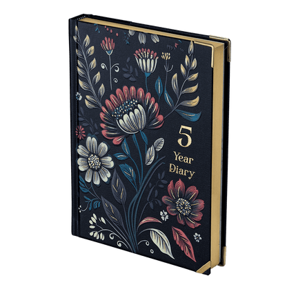 Floral design 5 Year Diary on a transparent background