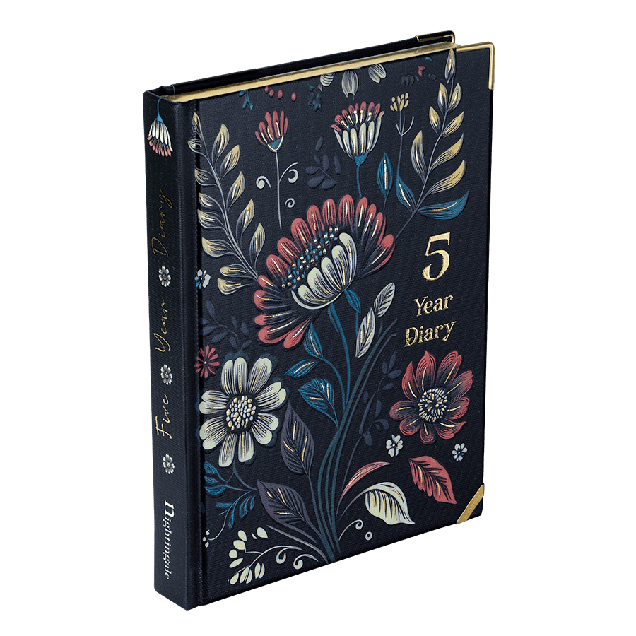 Floral design 5-year diary on a transparent background