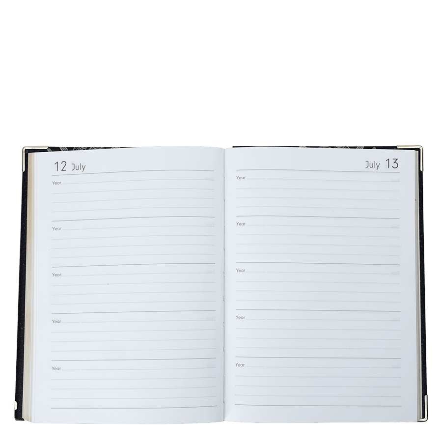 Open planner showing pages for July 12 and July 13 on a white background