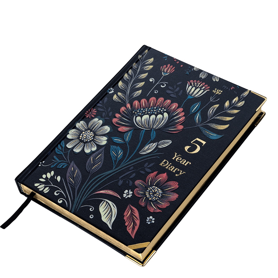 Floral design 5-year diary on a transparent background