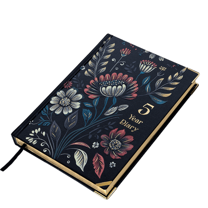 Floral design 5-year diary on a transparent background