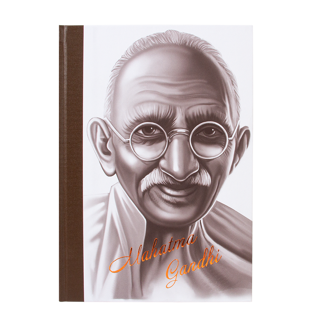 Notebook with a portrait of Mahatma Gandhi on the cover