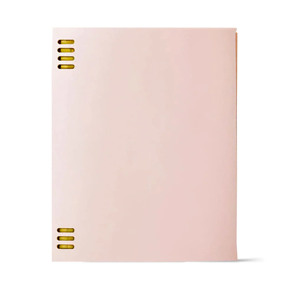 Pink power bank with gold ports on a white background