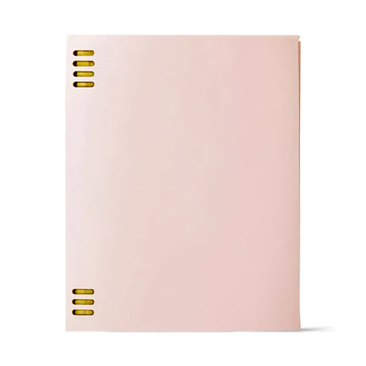 Pink power bank with gold ports on a white background