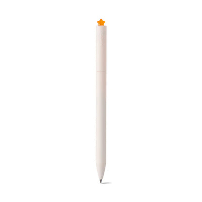 White pen with a gold clip on a white background