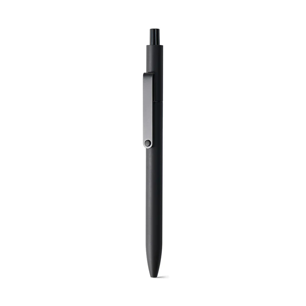 Black pen on a white background
