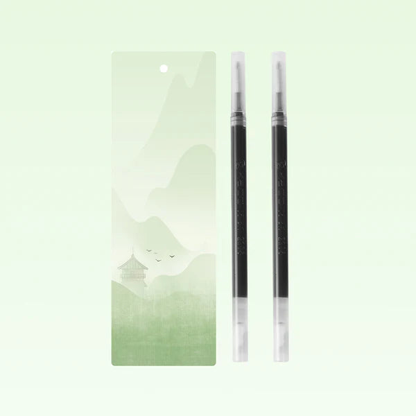 Eyebrow pencil with packaging on a light green background