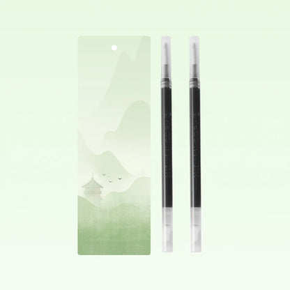 Eyebrow pencil with packaging on a light green background
