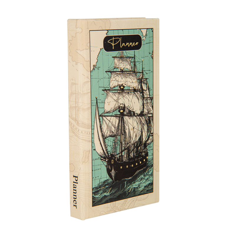 Planner with ship design on a white background