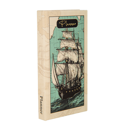 Planner with ship design on a white background