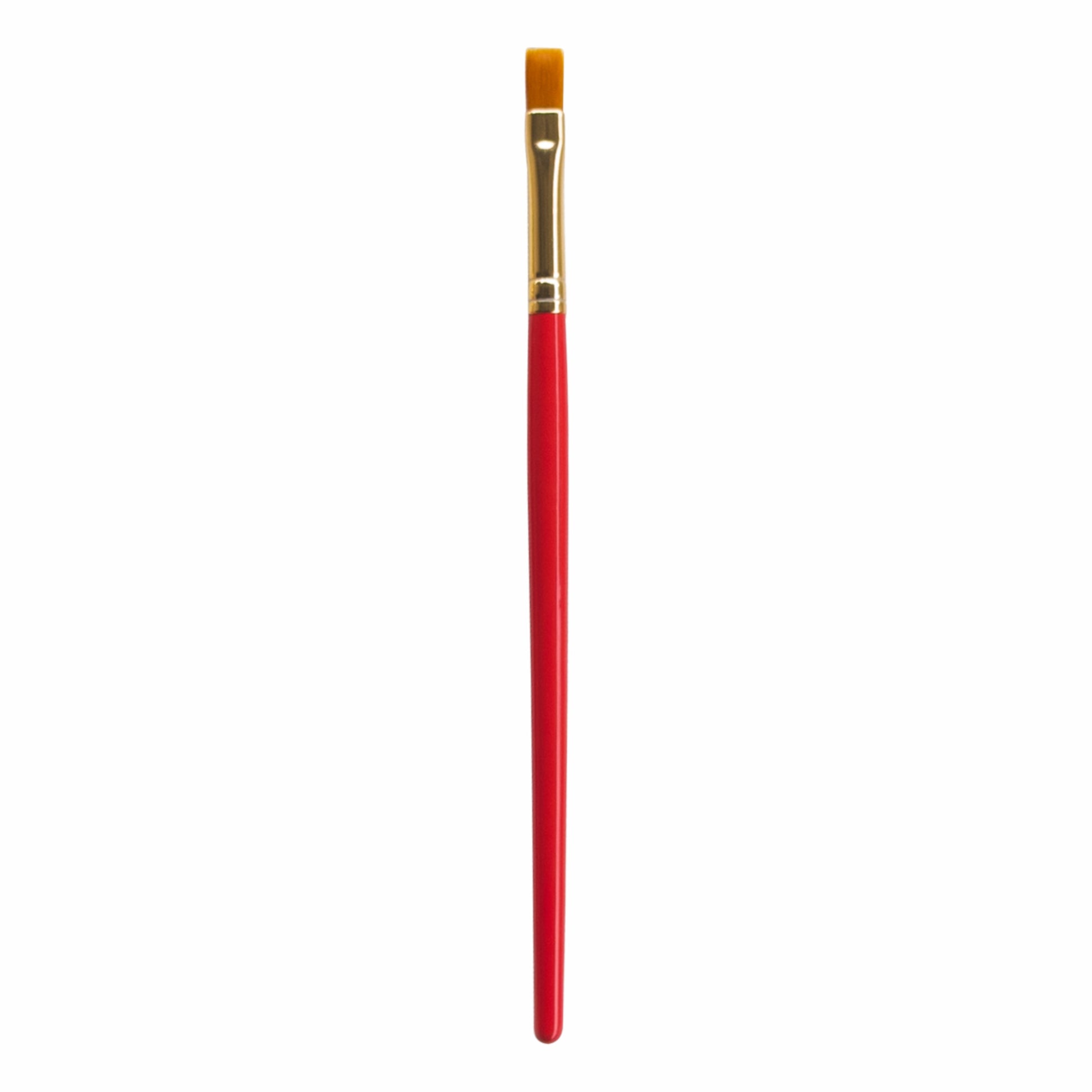 Paintbrush with a red handle on a white background