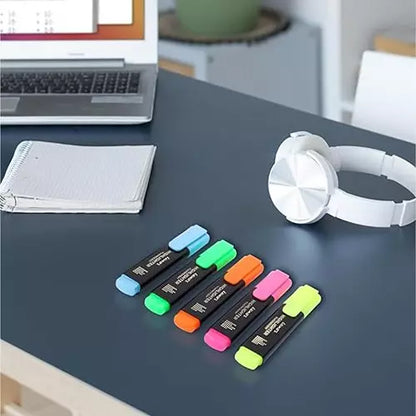 Luxor fluorescent Hi-Lighter Pack of 5 Pcs Multicolour| Chiesel tip