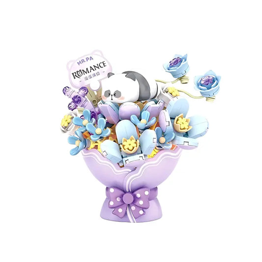 Decorative bouquet with plush toys and flowers on a white background