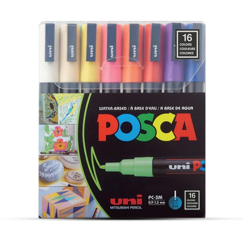 Uniball Posca Paint Marker Set | Water-Based 3M | 16 Colours