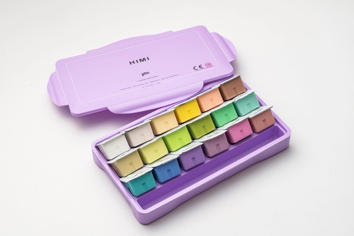 HIMI - Gouache Paint - 30 ml cups x 18 colours - Pastels set