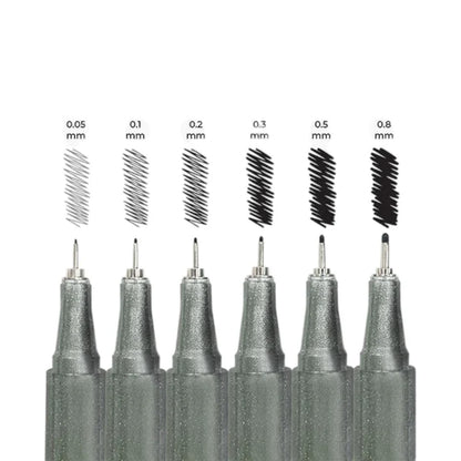 Camel Fineliner Pens - Set of 6 + Free A6 Postcards - Archival Ink