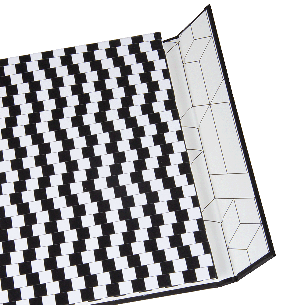 Black and white checkered pattern on a white background