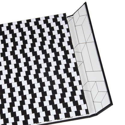 Black and white checkered pattern on a white background