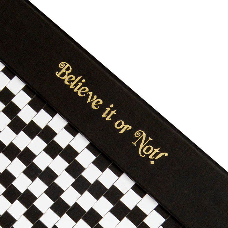 Black and white checkered pattern with 'Believe it or Not!' text