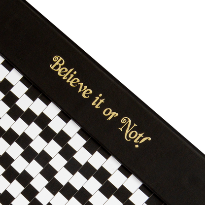 Black and white checkered pattern with 'Believe it or Not!' text