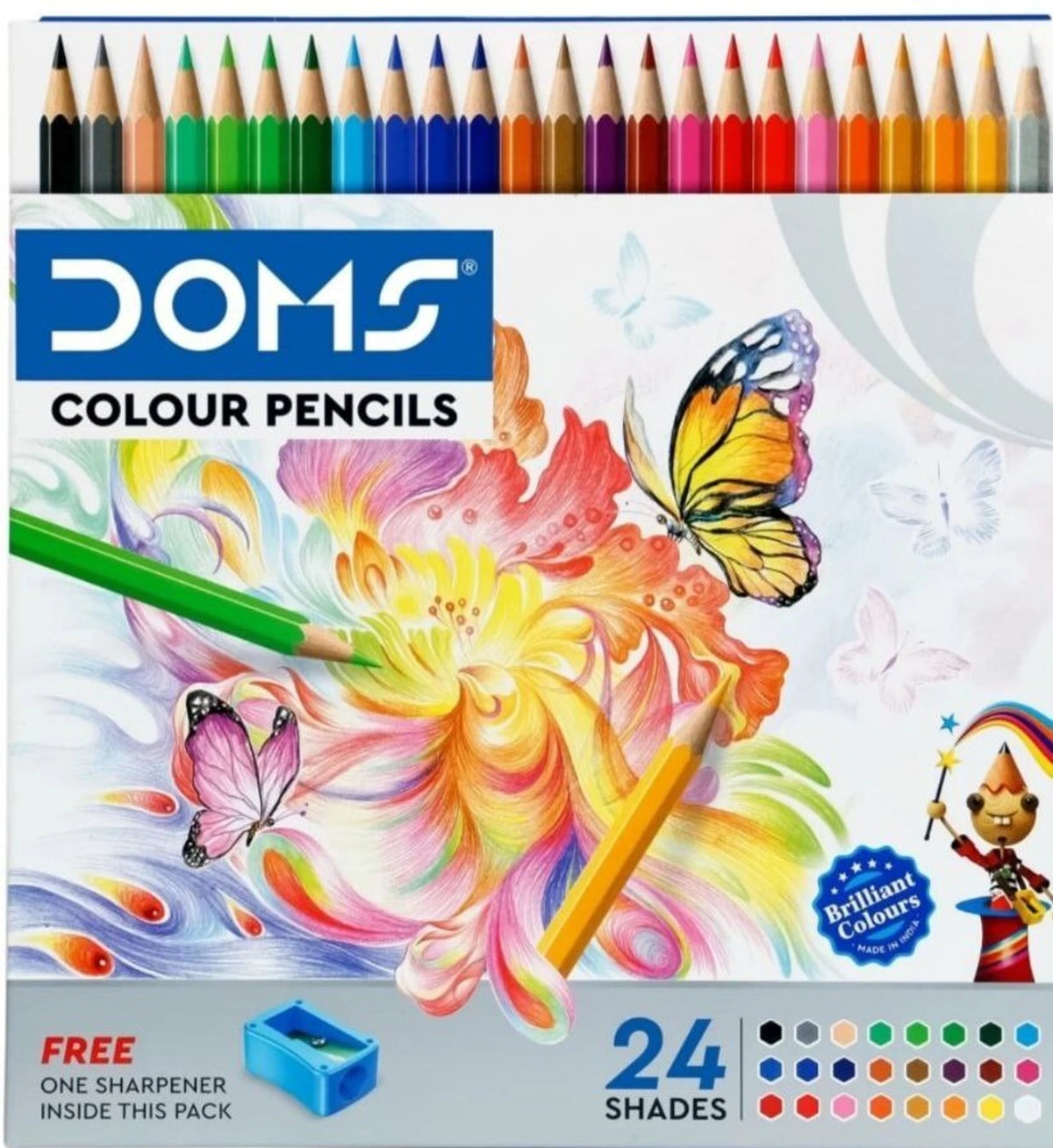 Doms 24 Shades Super Soft Color Pencils Flat Tin Box