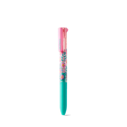 Colorful pen with floral design on a white background