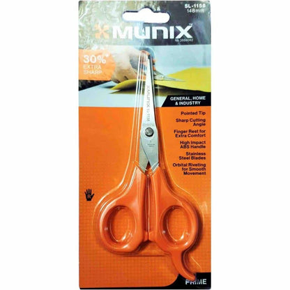 Munix SL-1158 148 mm / 5.8" Stainless Steel Scissors | Pointed Tip with Shock Proof Body