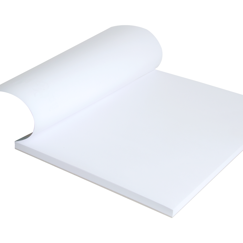 White plastic sheet with a cutout shape on a white background